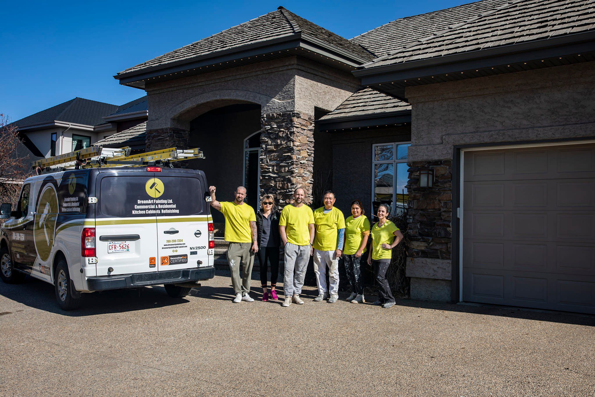 DreamArt Painting Team - Chris, Tajana and the crew in front of their work van